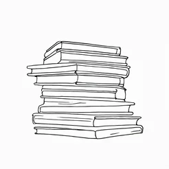 Free book club clipart of a black and white book stack